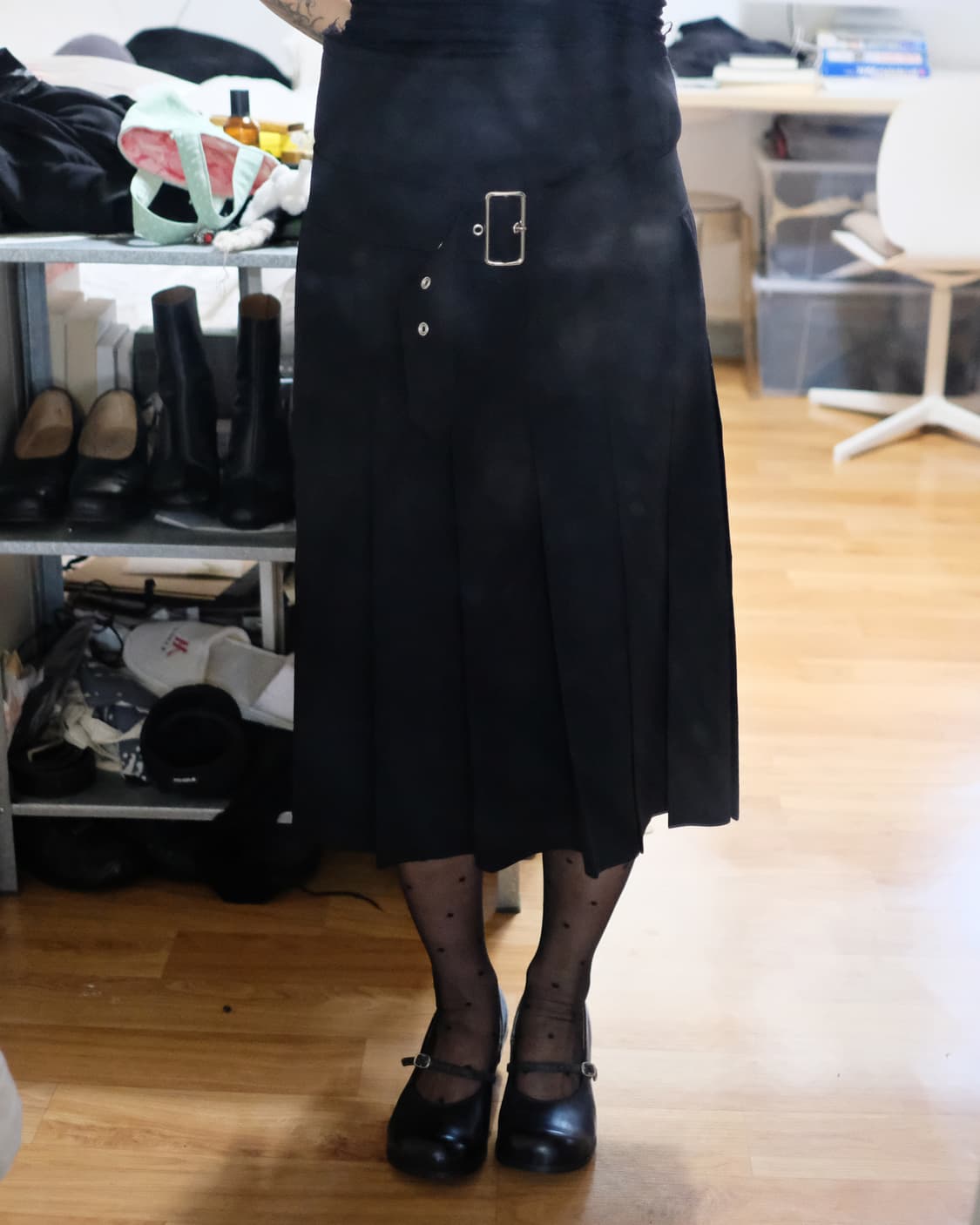 꼼데가르송 블랙 벨트 플리츠 스커트 상품이미지6