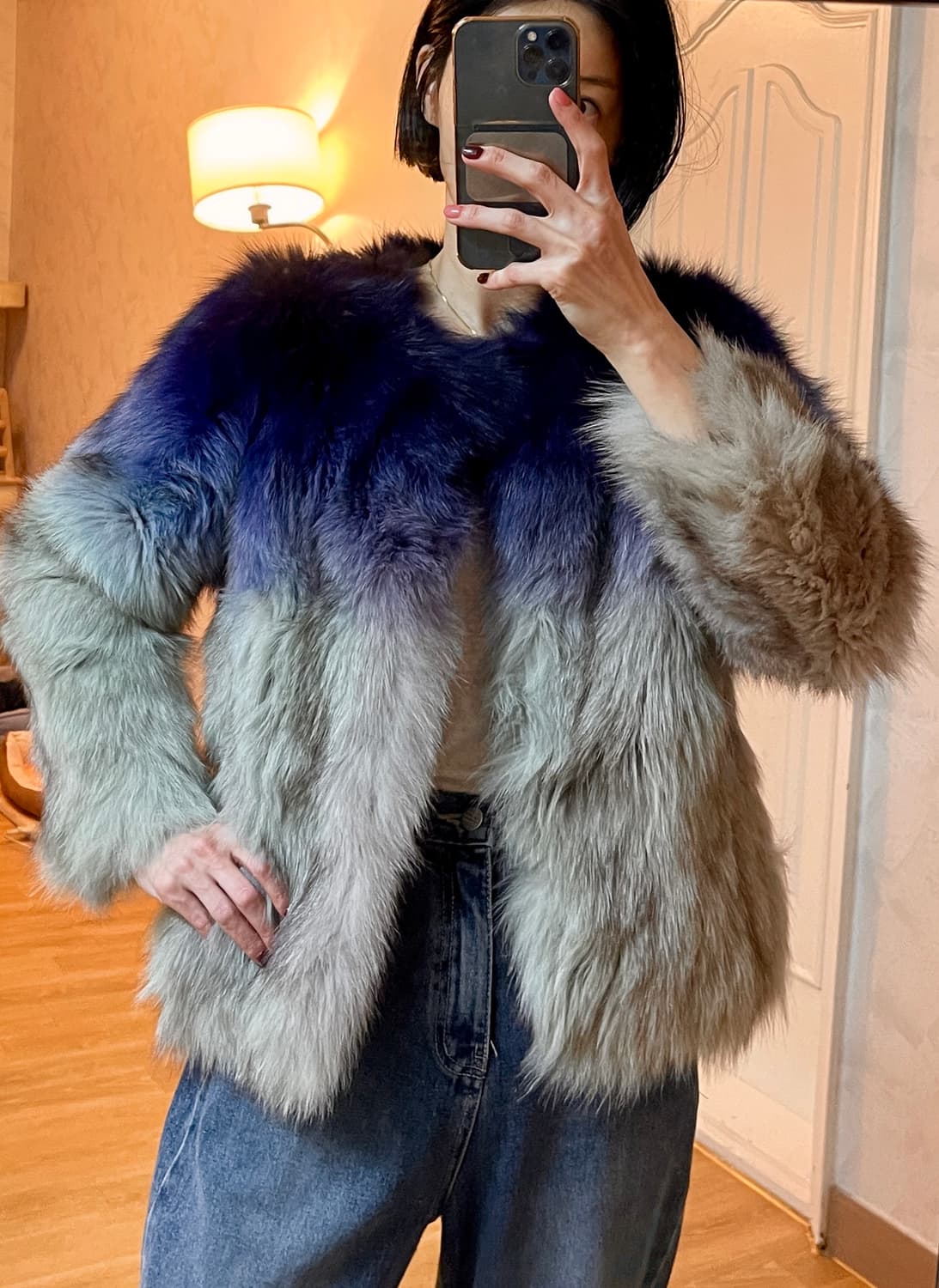 그라데이션 리얼 라쿤 퍼 자켓 M사이즈 상품이미지10