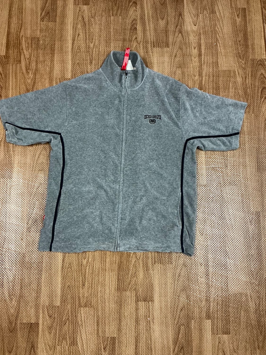 타월 재질 오버핏 반팔 집업 상품이미지1