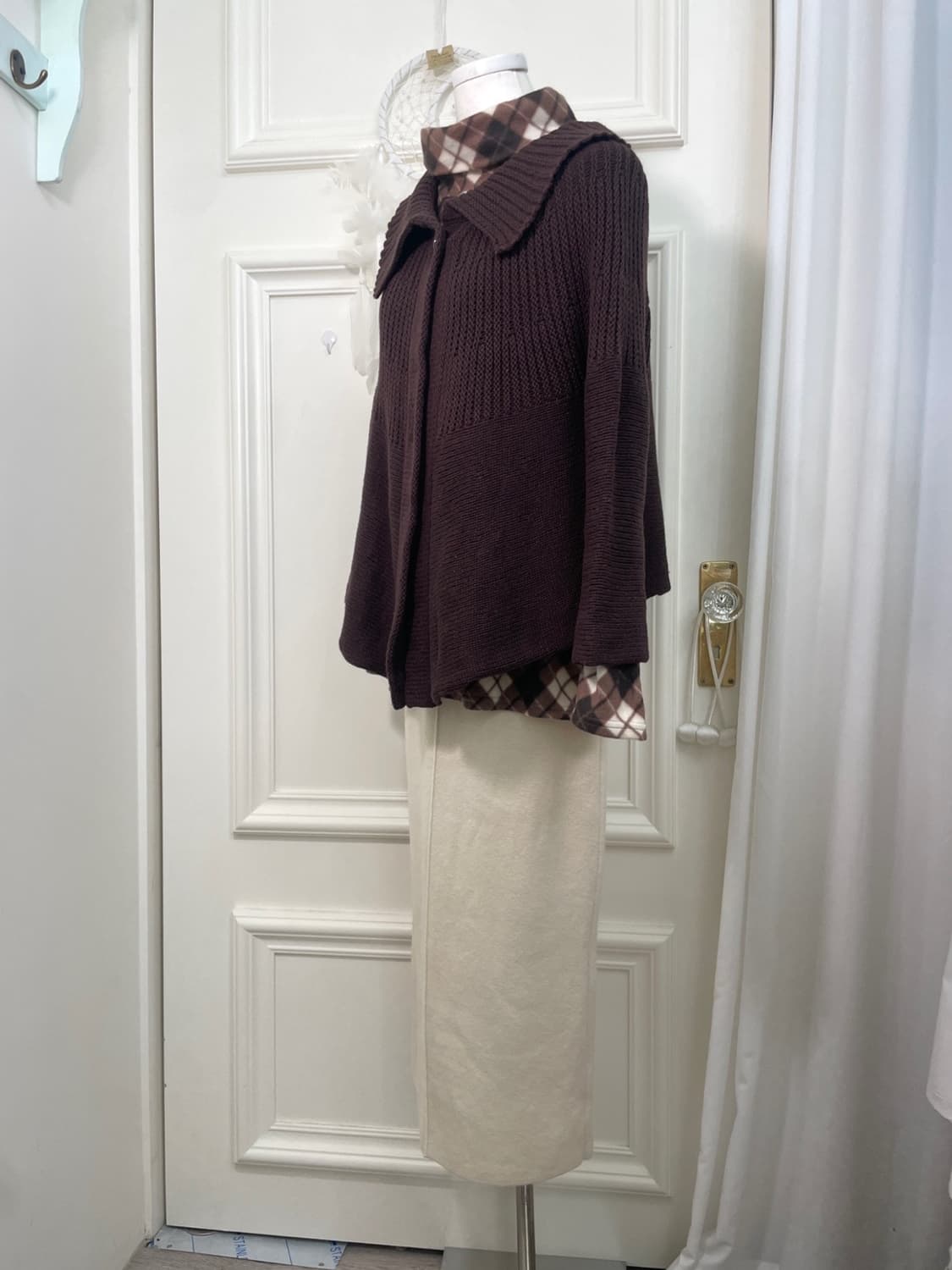cool brown collar one button cardigan 상품이미지3