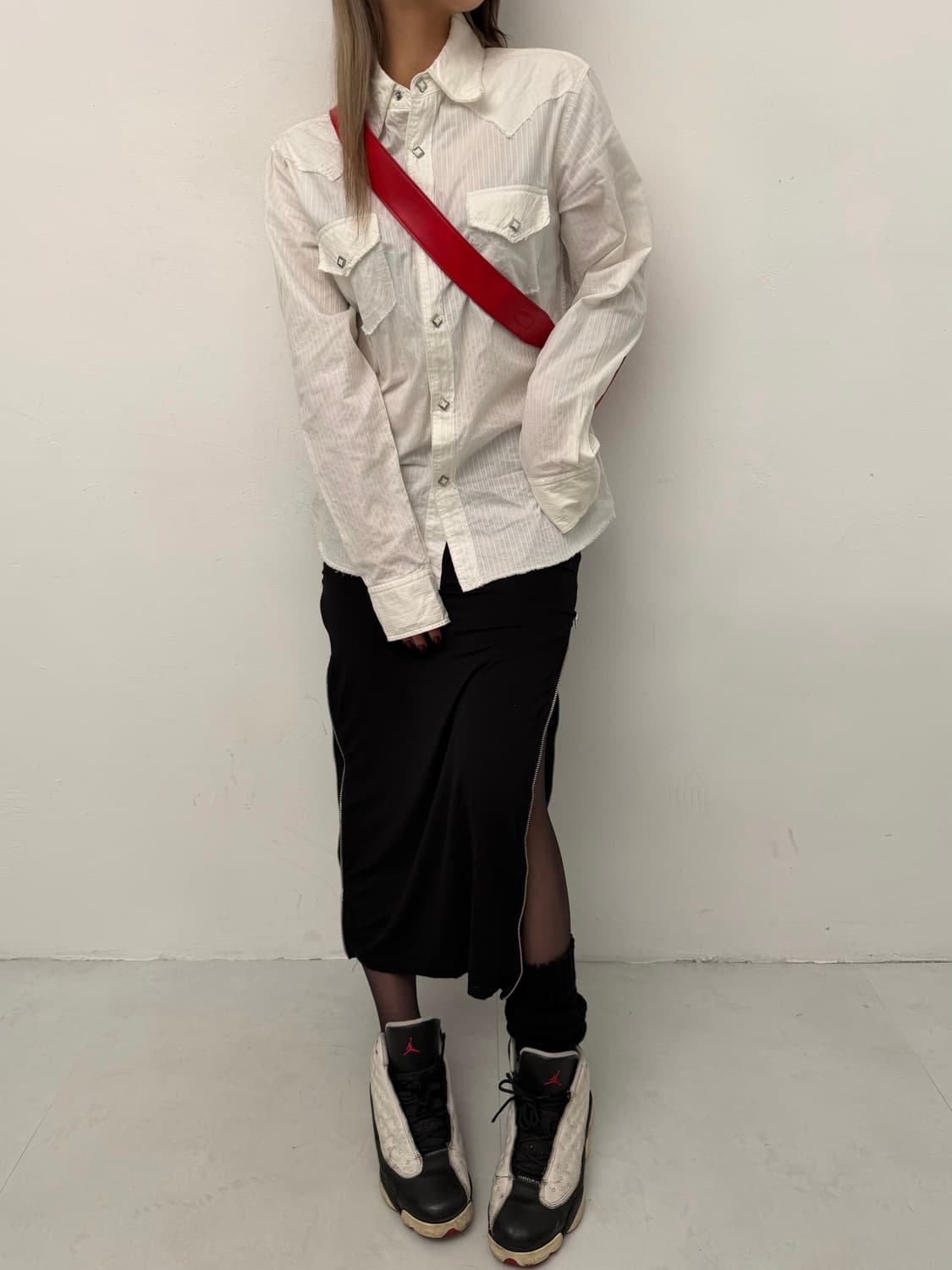 화이트 컷오프 디테일 웨스턴 셔츠 상품이미지3