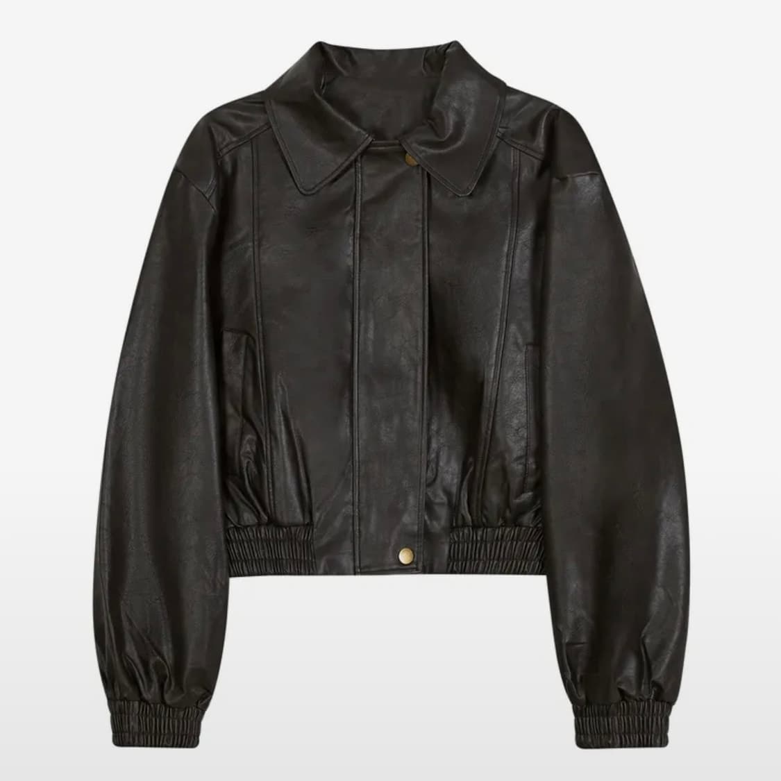 85-VIVAJ005 [비건레더] 빈티지 셰입 크롭 블루종 레더자켓 블랙 상품이미지1