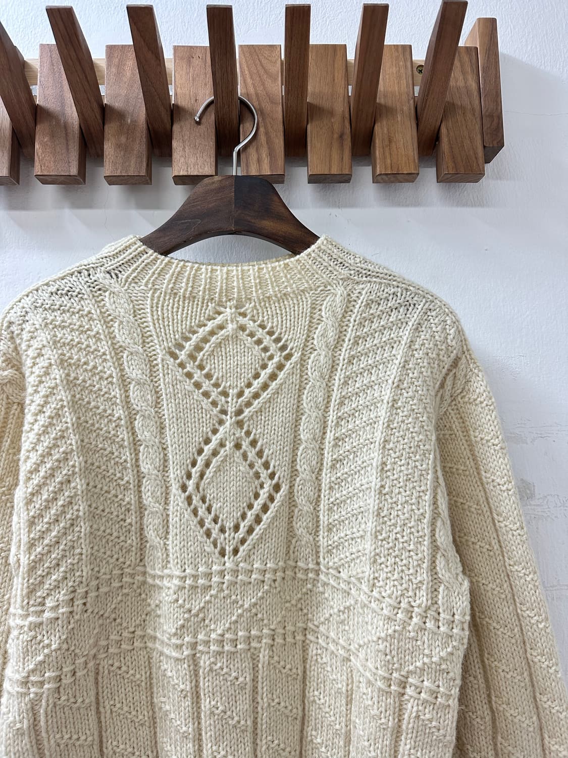 일본빈티지 아이보리 케이블 짜임 울 니트 스웨터 풀오버 상품이미지3