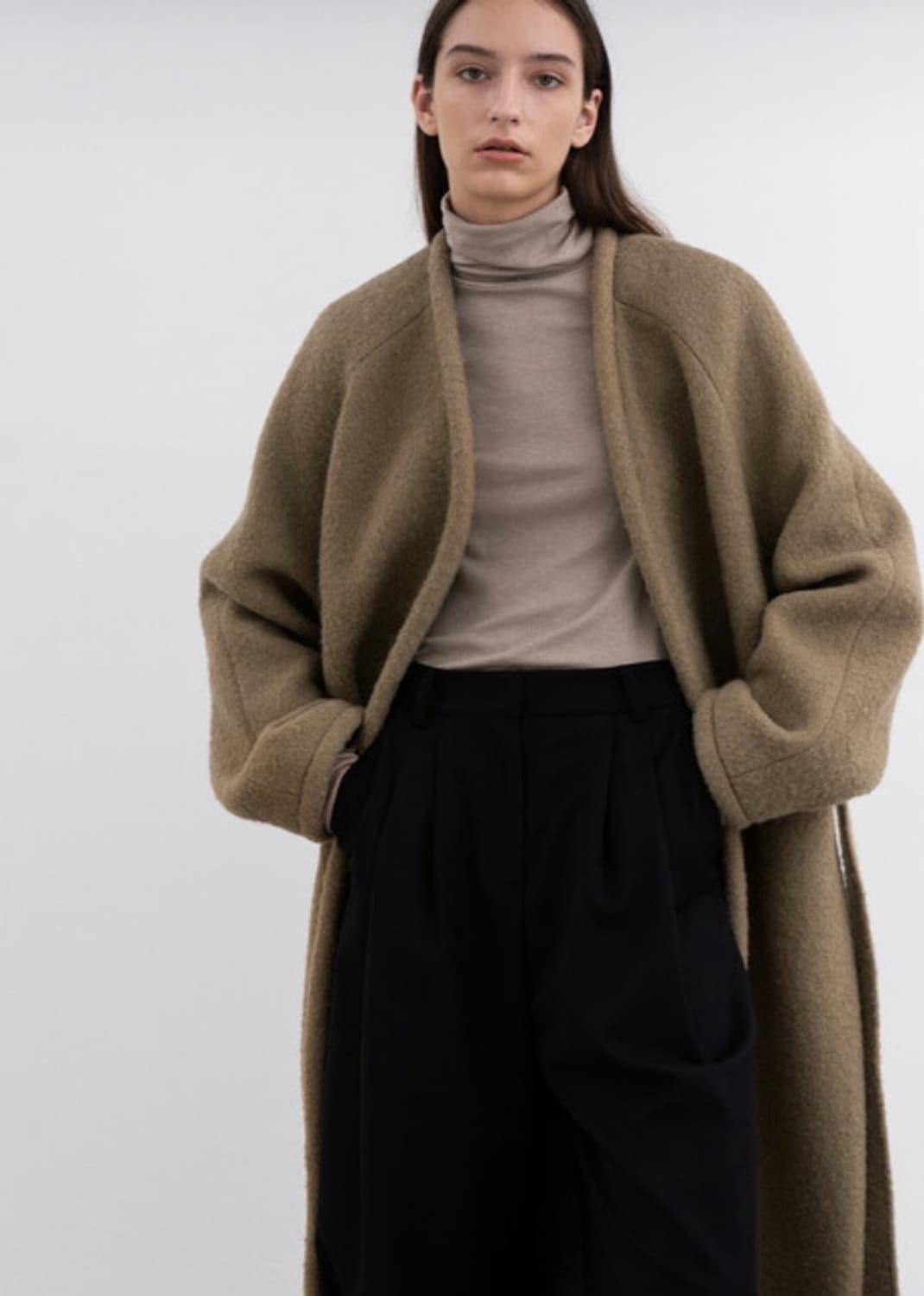 인사일런스 우먼 칼라리스 알파카 로브 코트 (그레이) 상품이미지3