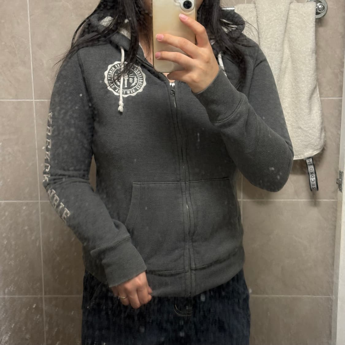 아베크롬비 딱붙 후드집업 (다크 그레이 s) 상품이미지2