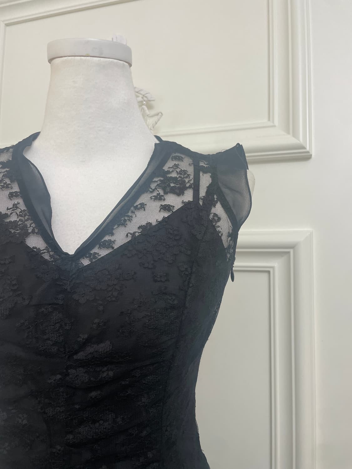 black lace shirring pleats bow opc 상품이미지7