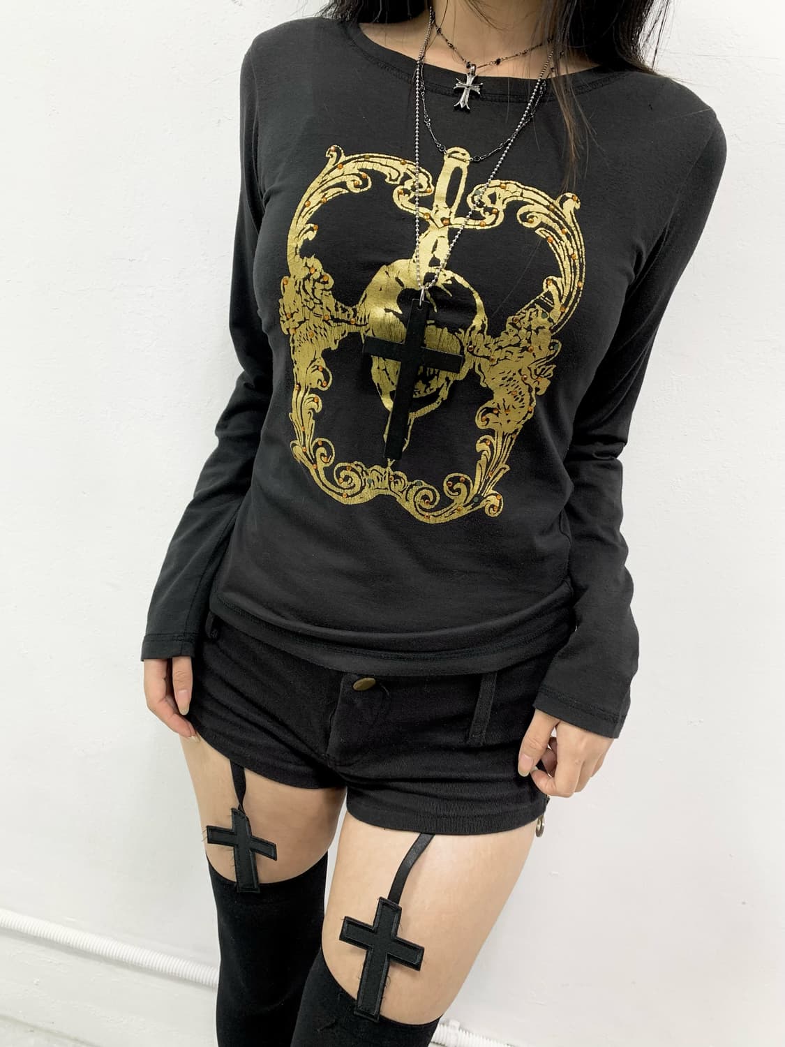 [SPICY] 오네갸루 펑크 y2k 골드 참 지퍼 마이크로 숏츠 상품이미지4