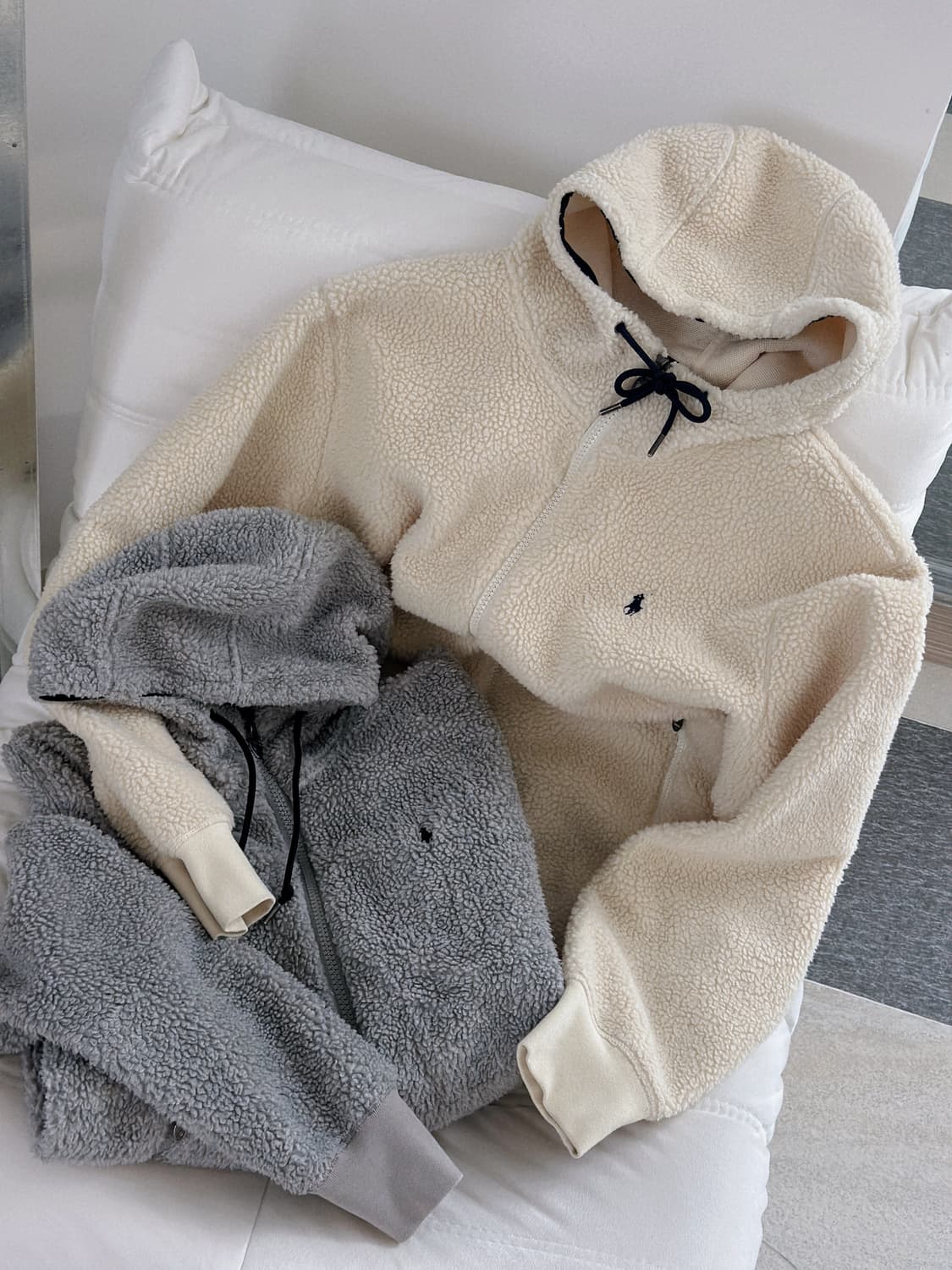 폴로 랄프로렌 아이보리 플리스 후드집업 상품이미지1