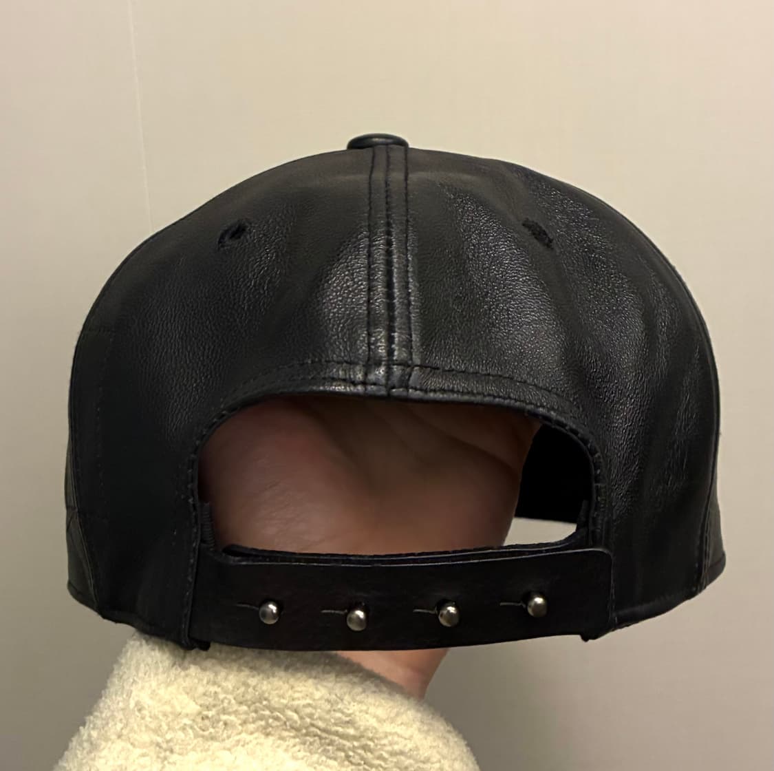 (F)릭 오웬스 다크쉐도우 카프스킨 레더 볼캡 모자 블랙 상품이미지5