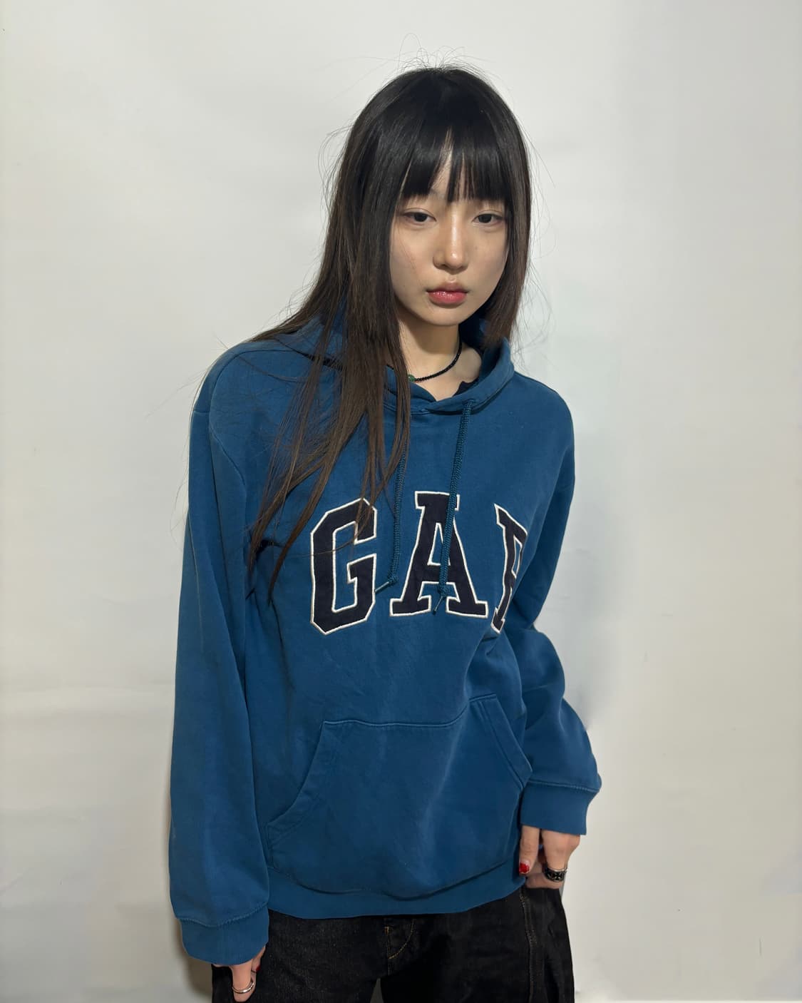 90s 블루 GAP 로고 후드 상품이미지1