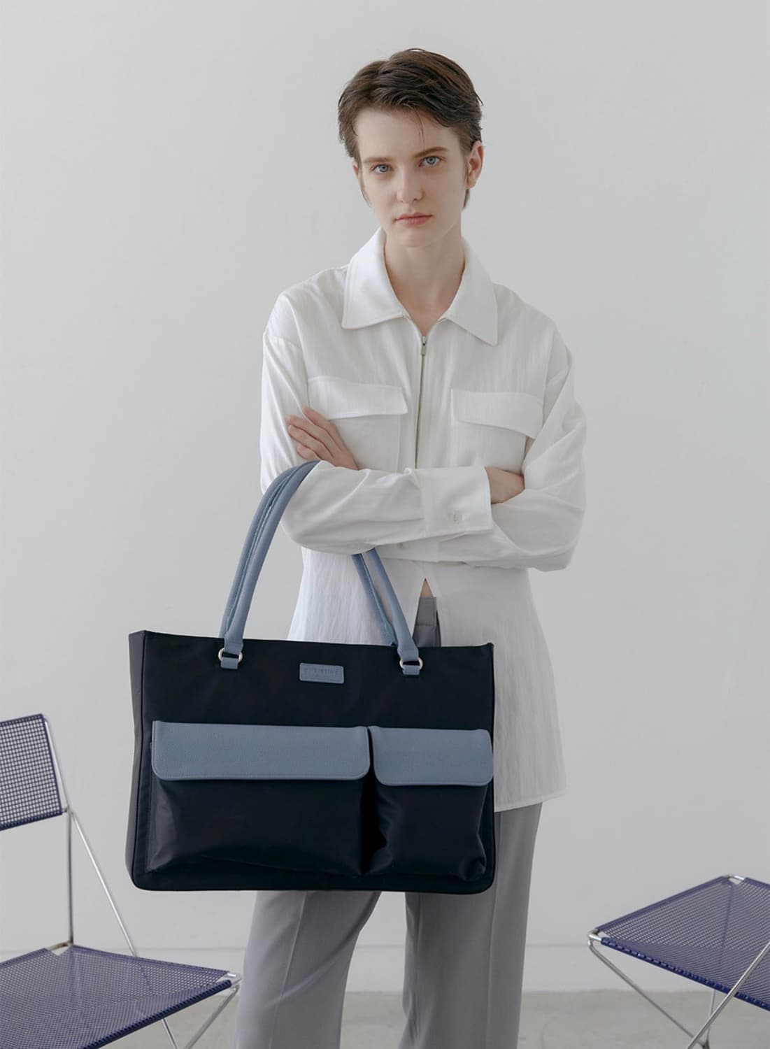 크리스틴프로젝트 투포켓백 블랙블루 상품이미지1