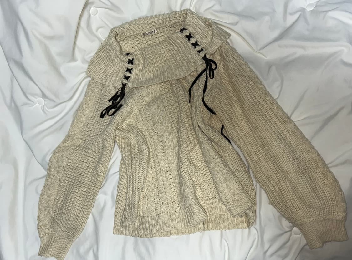 엑시즈팜 모리걸 꽈베기 리본 니트 상품이미지1