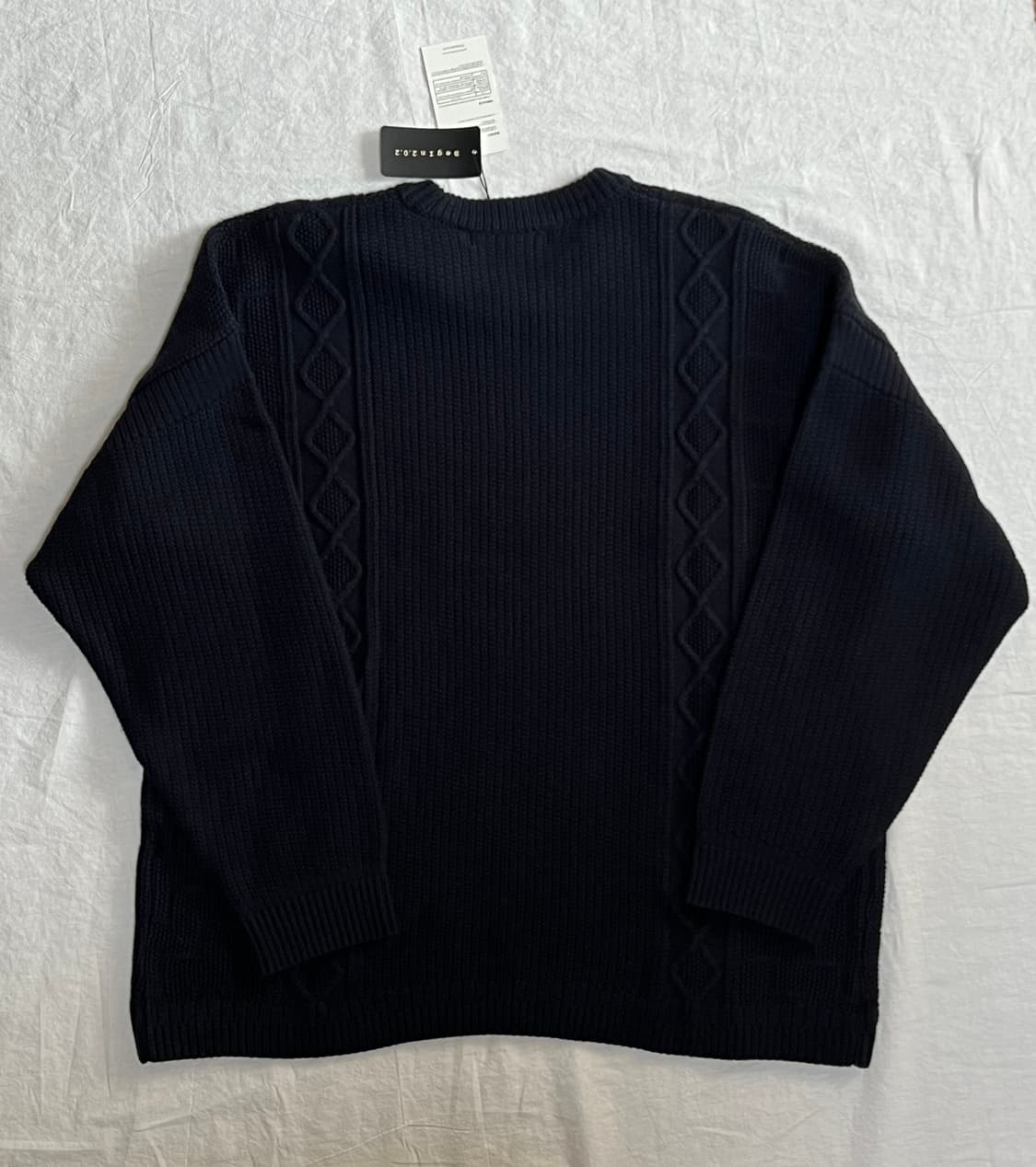 [새상품] 2) 비긴202 X 707스튜디오 풀 오버 니트 네이비 상품이미지4
