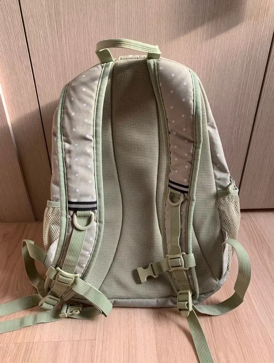 희귀) coleman 도트 물방울 땡땡이 메론색 연카키색 백팩 상품이미지2