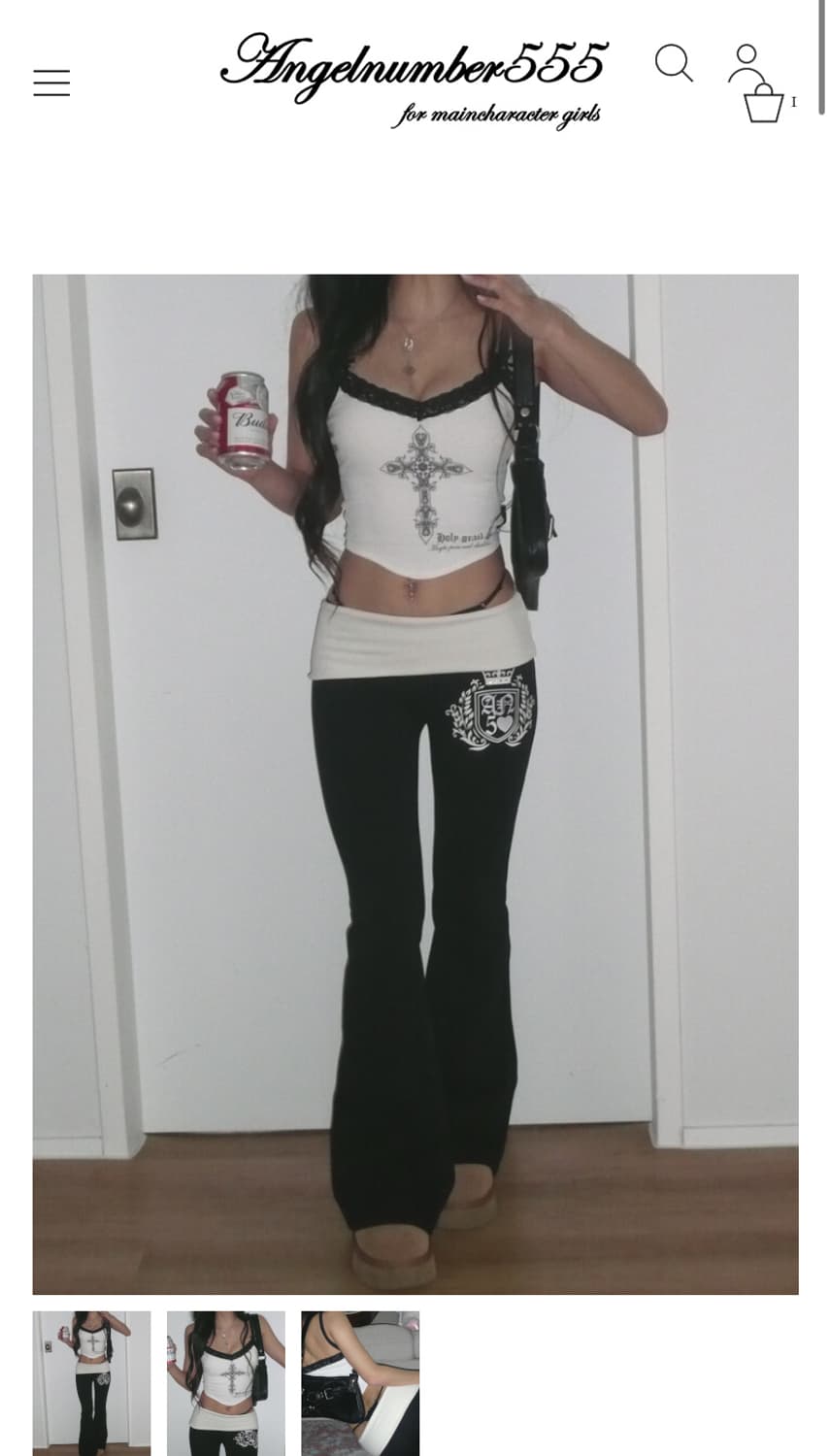 엔젤넘버555 부츠컷 폴디드 팬츠 상품이미지1