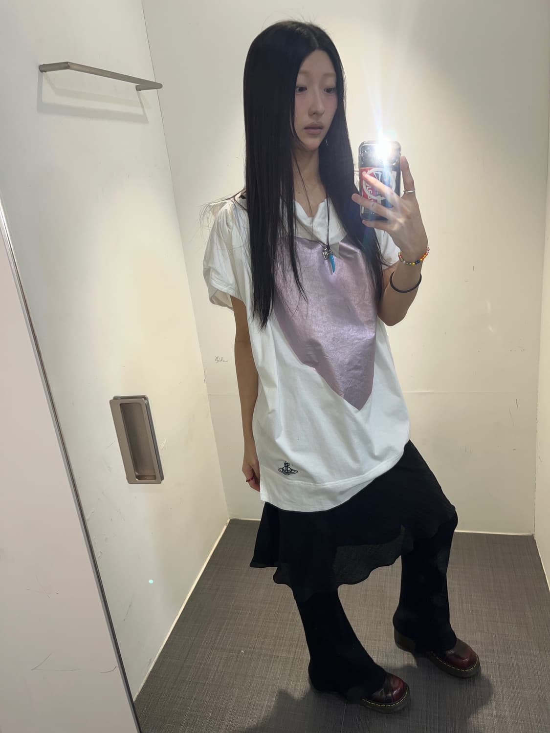 Vivienne westwood 빅하트 하프 오프숄더 반팔 상품이미지1