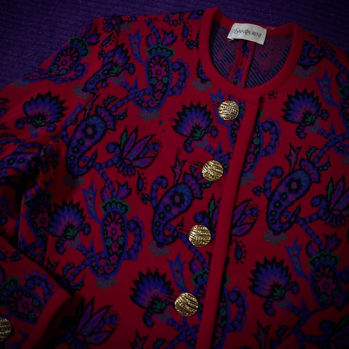 80s–90s YSL 입생로랑 Paisley Knit Jacket 상품이미지2