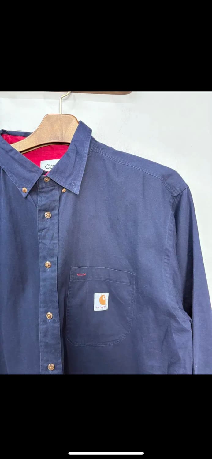 칼하트로고 네이비 워크셔츠 H1157 상품이미지3