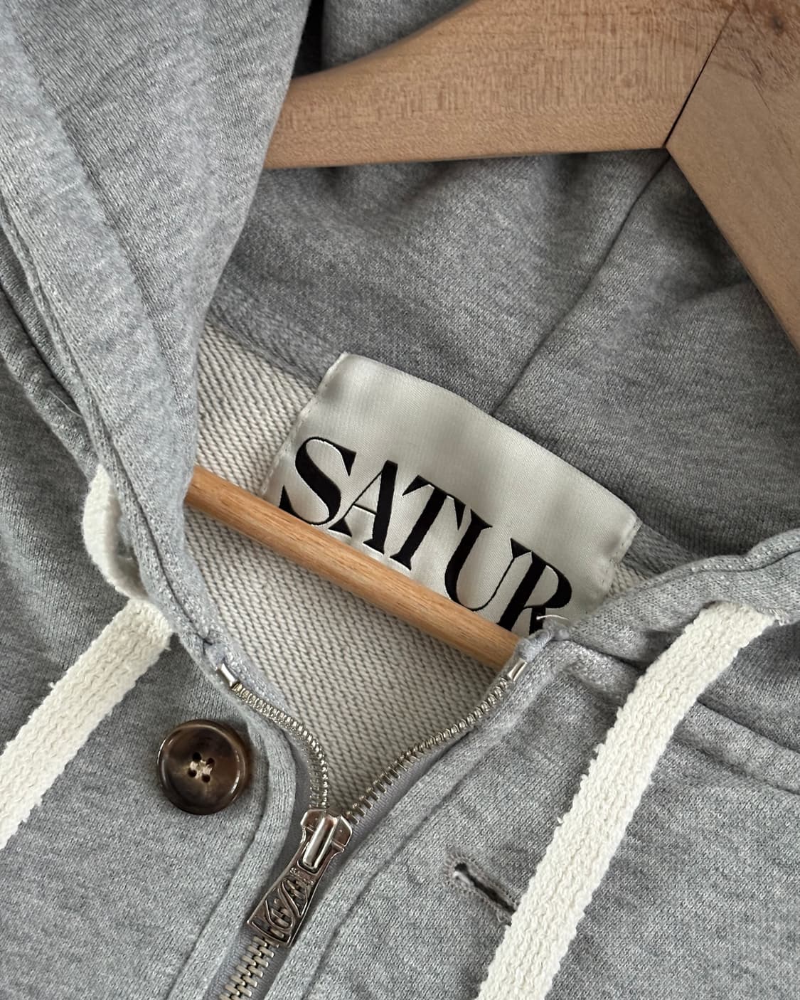 Satur 세터 로고 2-way 멜란지그레이컬러 후드집업 상품이미지9