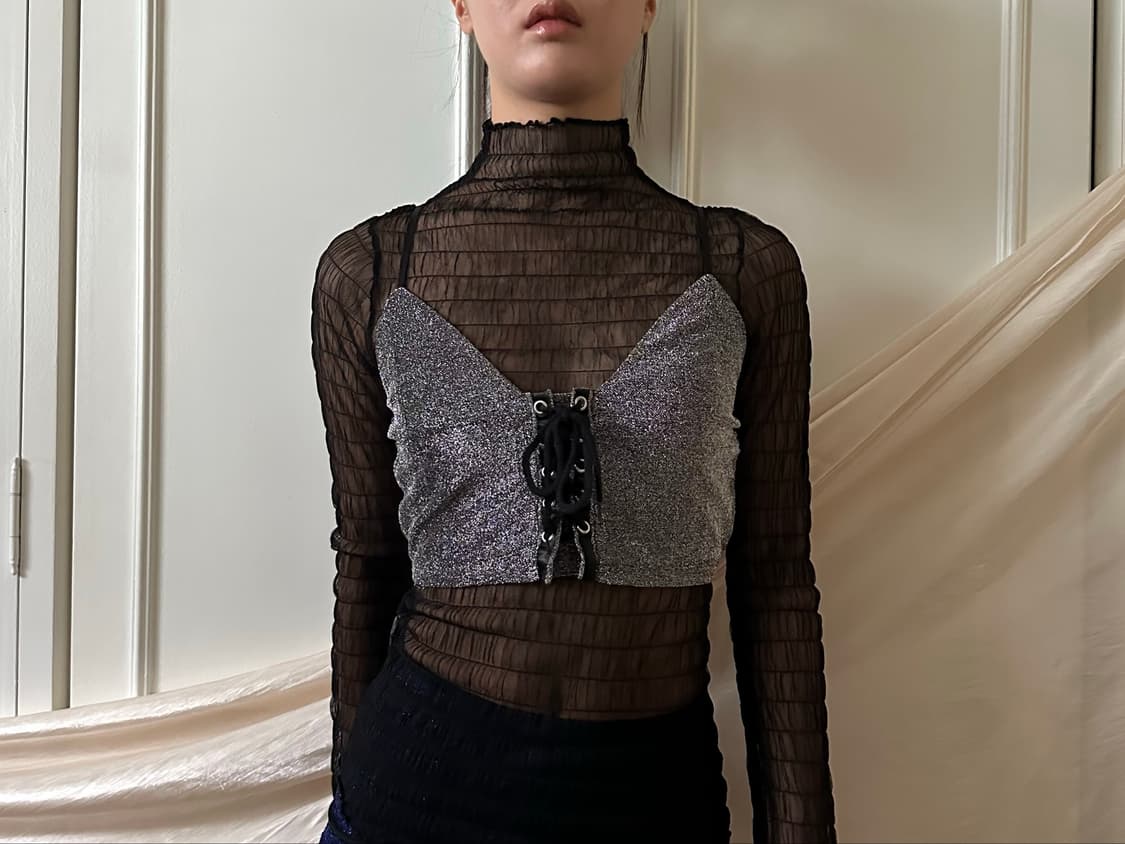 silver corset sleveless top  상품이미지2