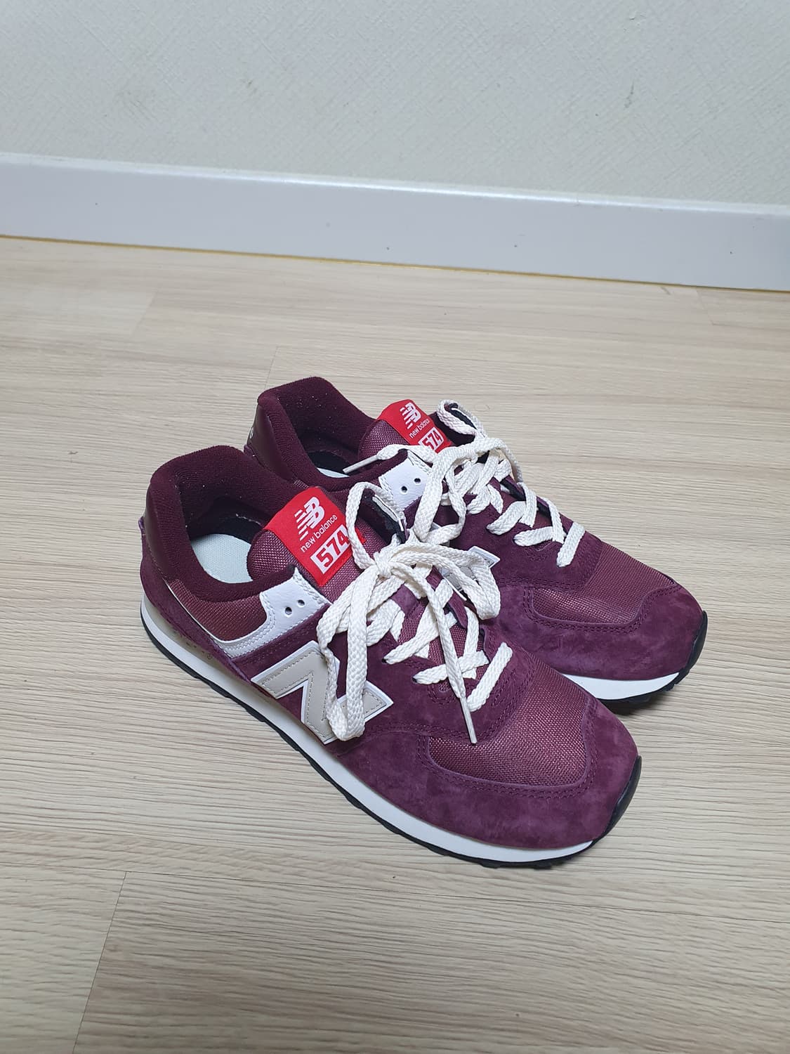 뉴발란스 574 버건디 스웨이드 운동화 270 상품이미지2