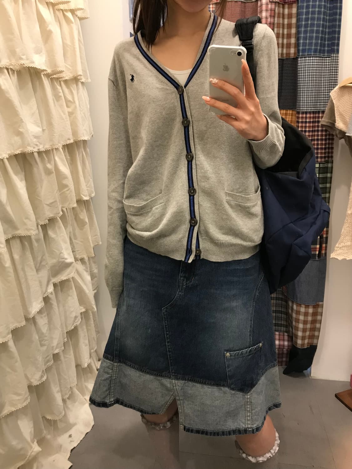 폴로 그레이 라인포인트 가디건 상품이미지1