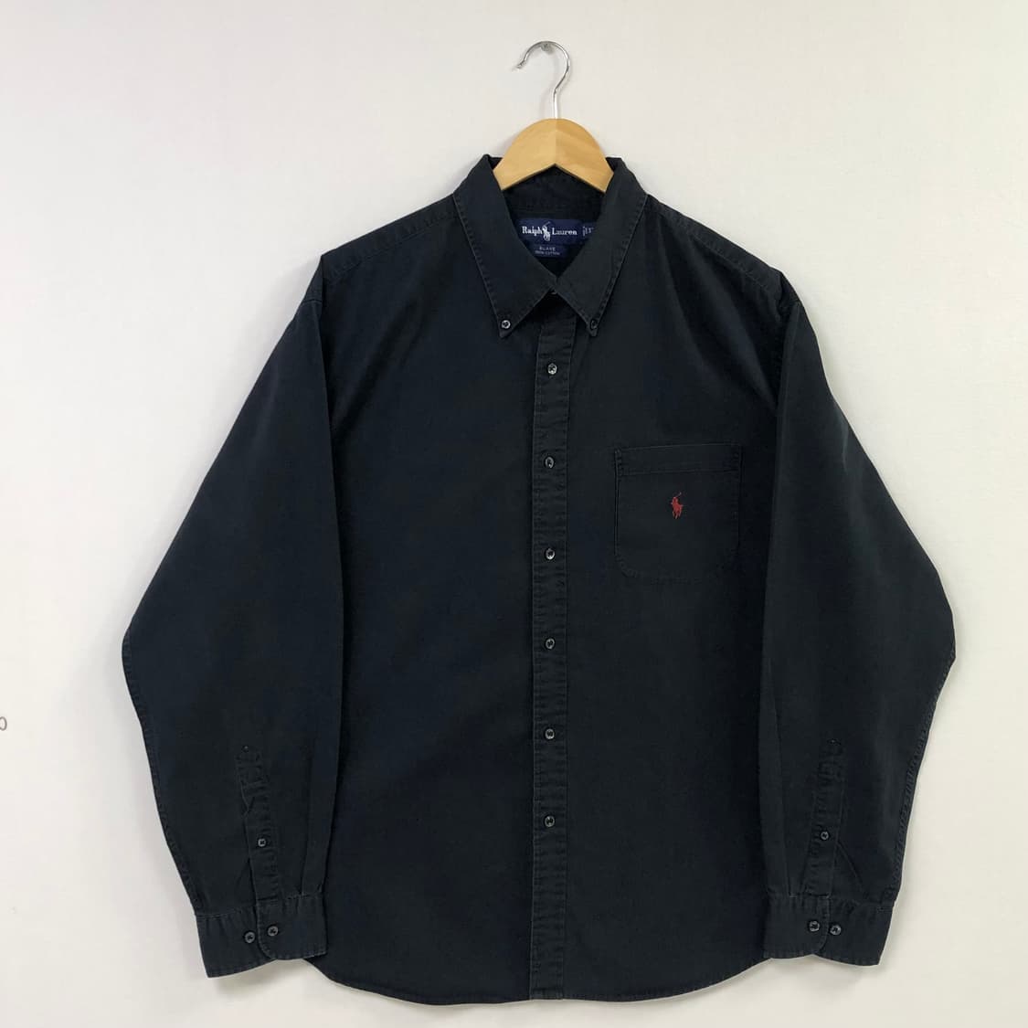 XL 폴로 블랙 솔리드코튼 셔츠 상품이미지2