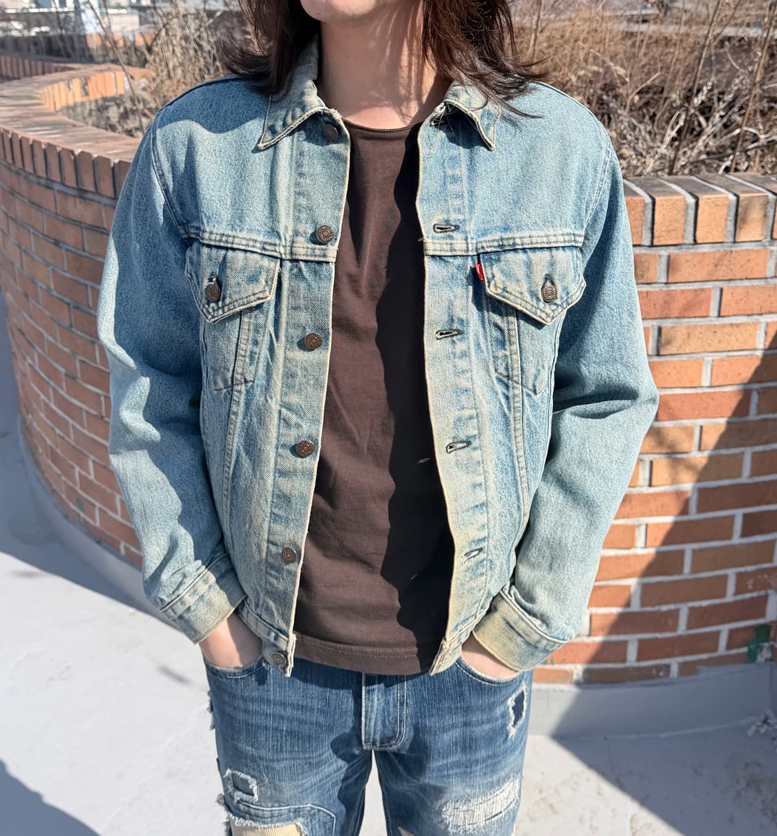 (M)80s USA 리바이스 3rd 트러커 자켓 착샷o 상품이미지2