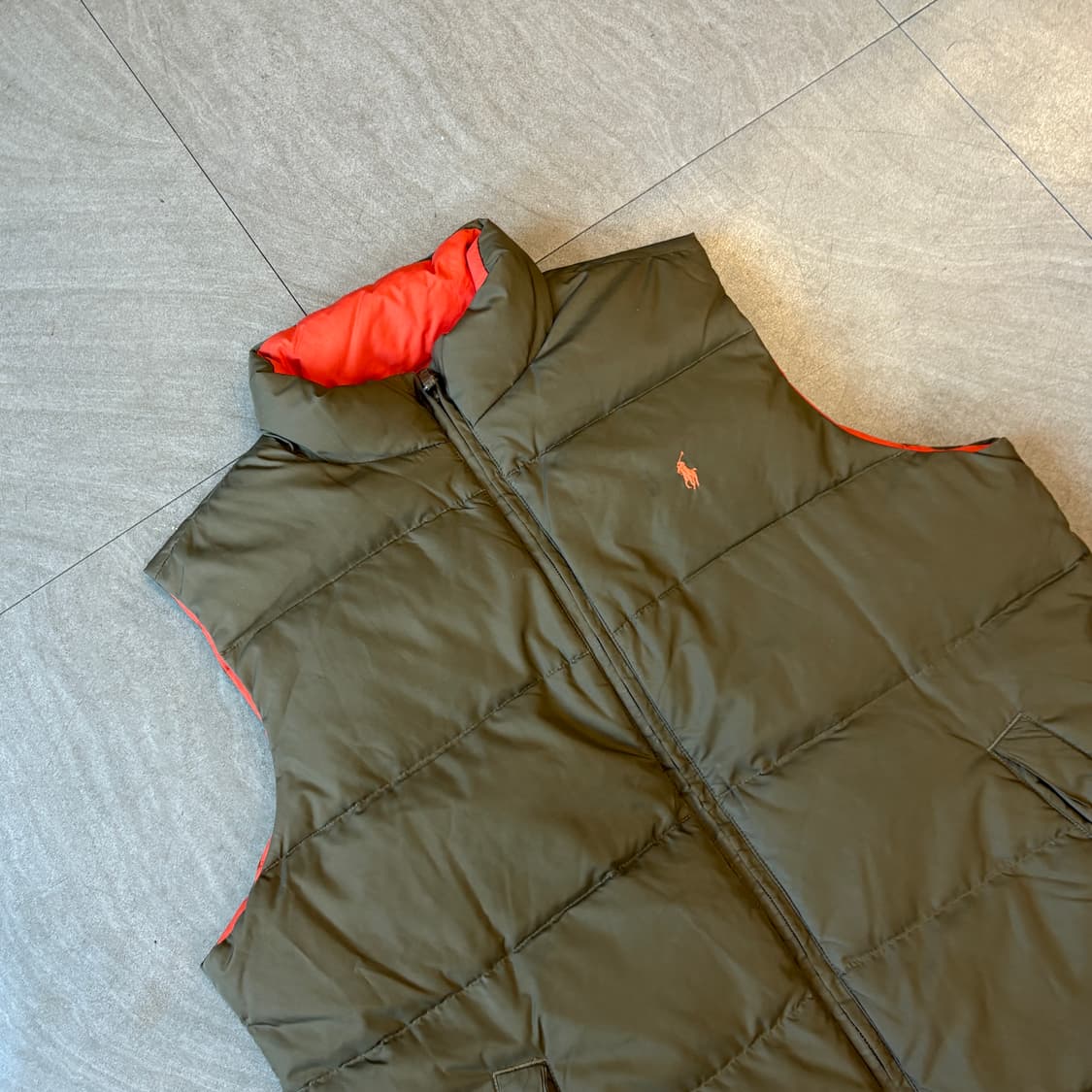폴로 정품 브라운 , 오렌지 양면 덕다운 조끼 상품이미지3
