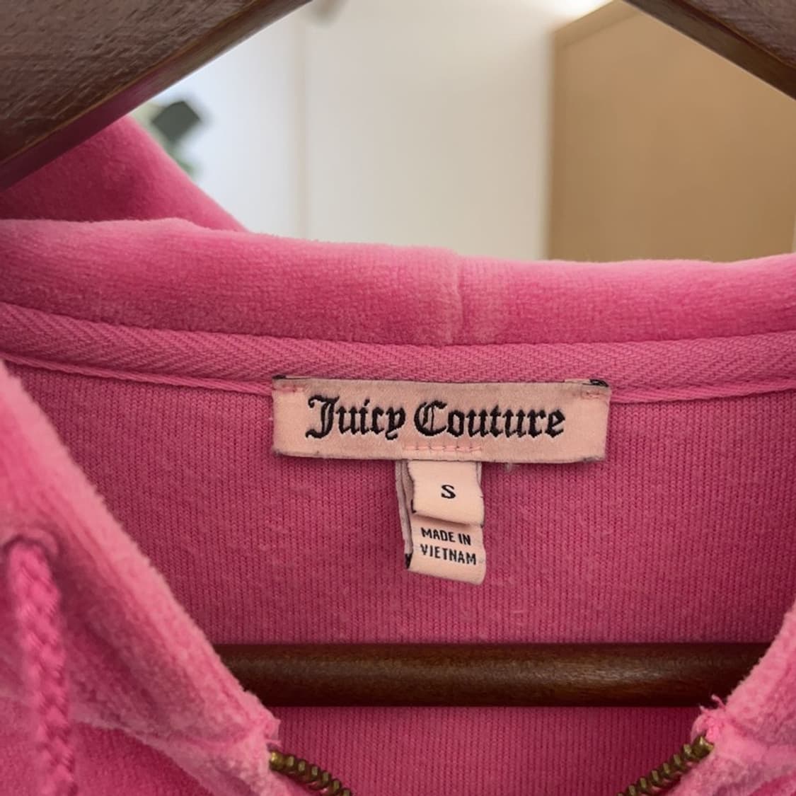 쥬시 꾸뛰르 Y2K 00's 레트로 핫핑크 벨벳 후드집업 S C08942 상품이미지5