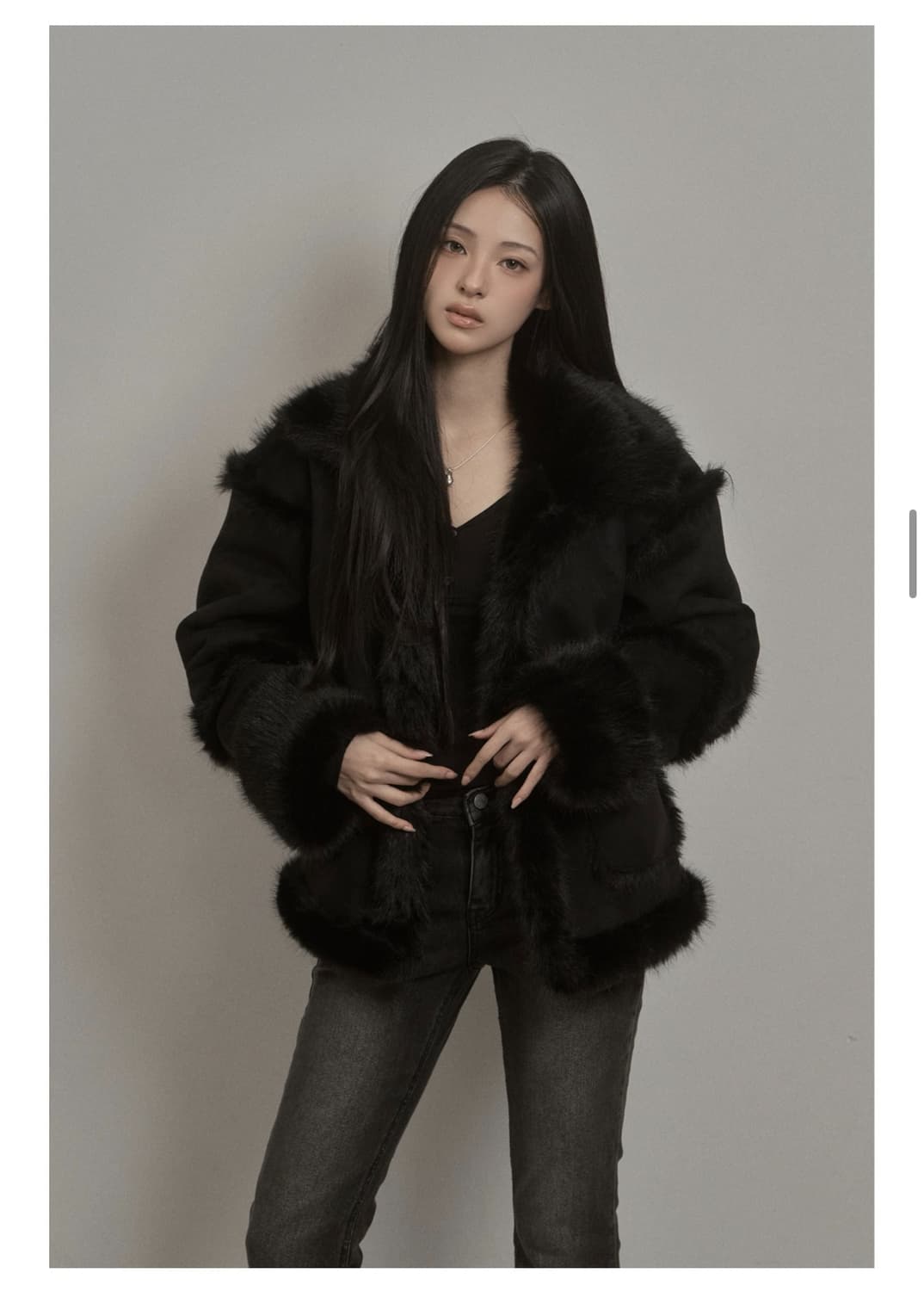 카키포인트 무스탕 블랙 새상품 상품이미지1