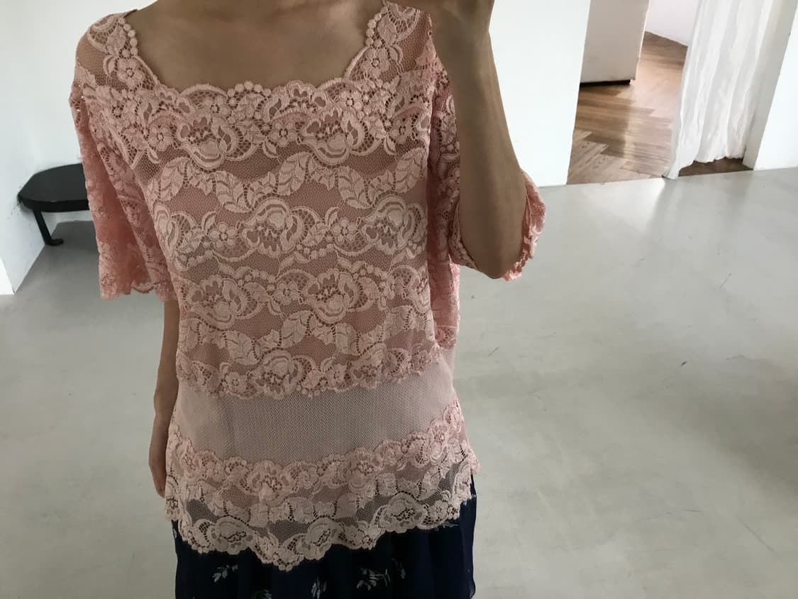 vintage pink lace top 상품이미지5