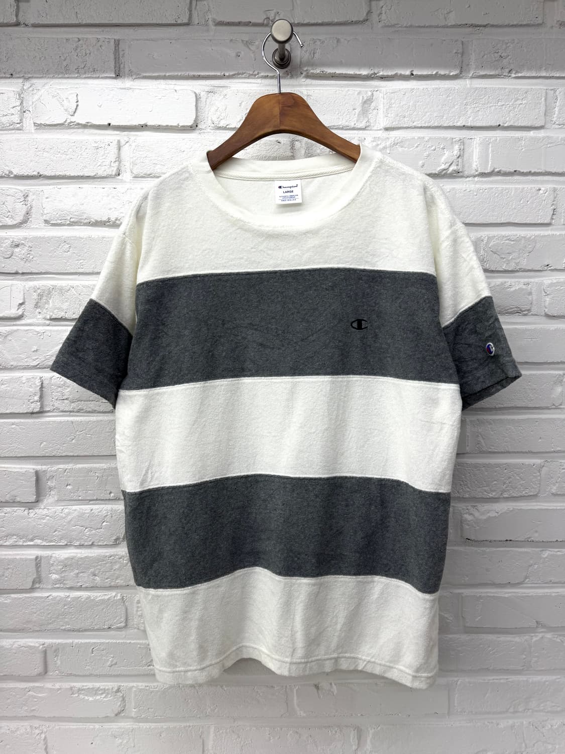 챔피온 화이트그레이 스트라이프 타월 반팔티 상품이미지3