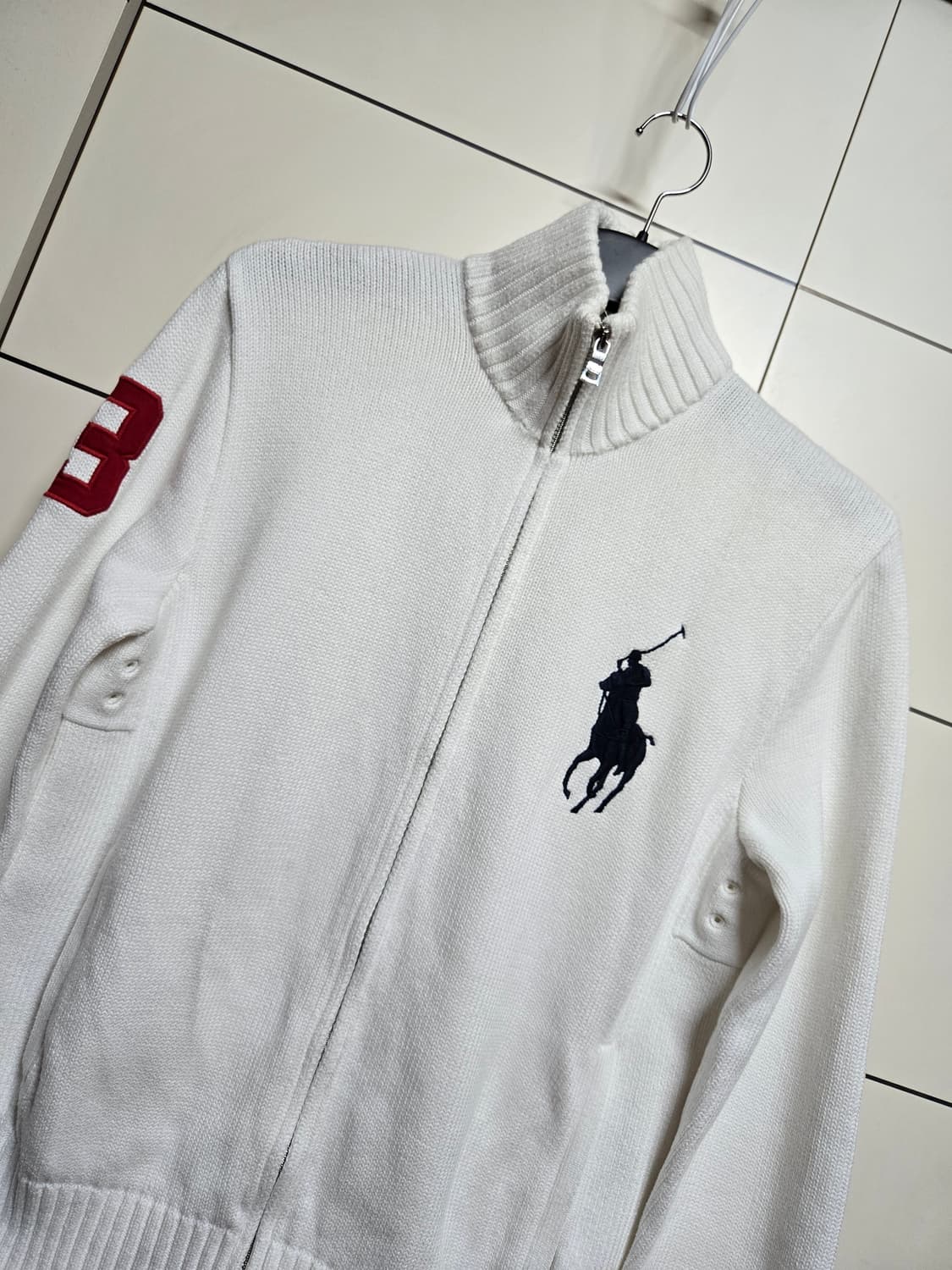 폴로 랄프로렌 빅포니 니트 화이트 집업 상품이미지1