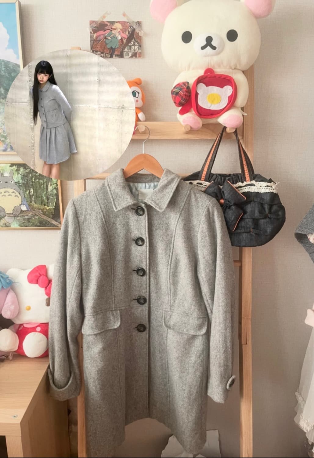 모리걸 빈티지 도쿄모리 그레이 카라 울코트 🩶🤍 상품이미지1