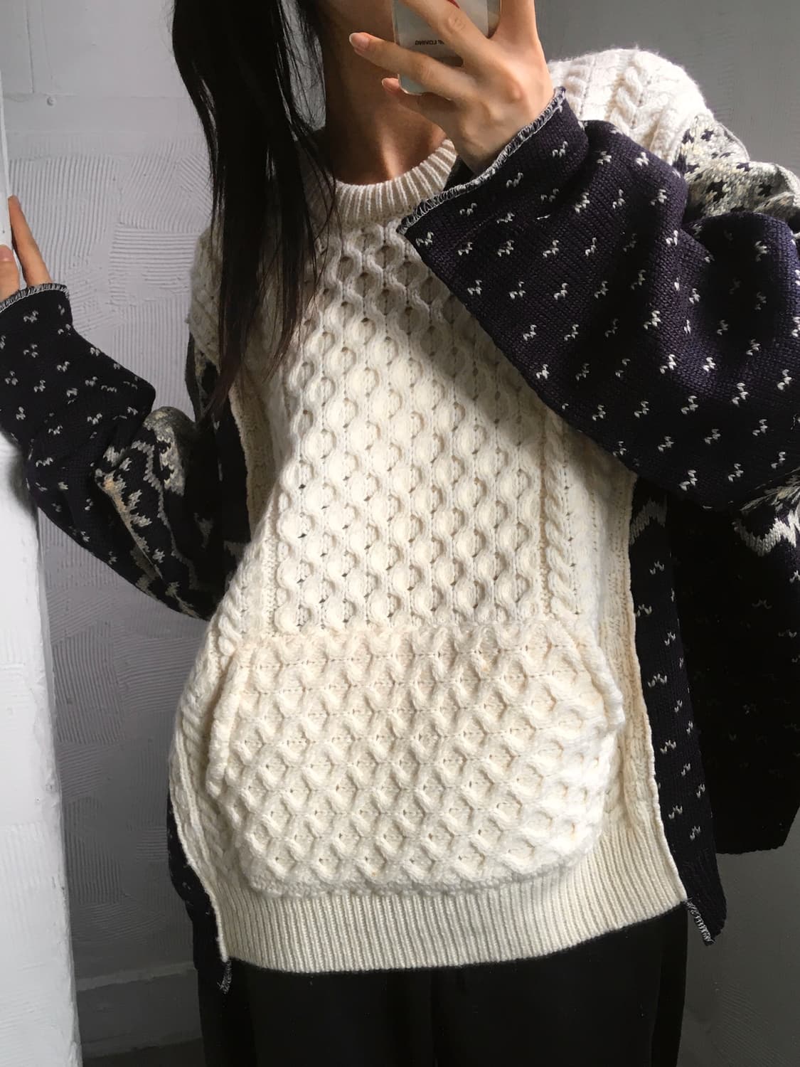 77circa 나나서카 패턴 피셔맨 니트  상품이미지1