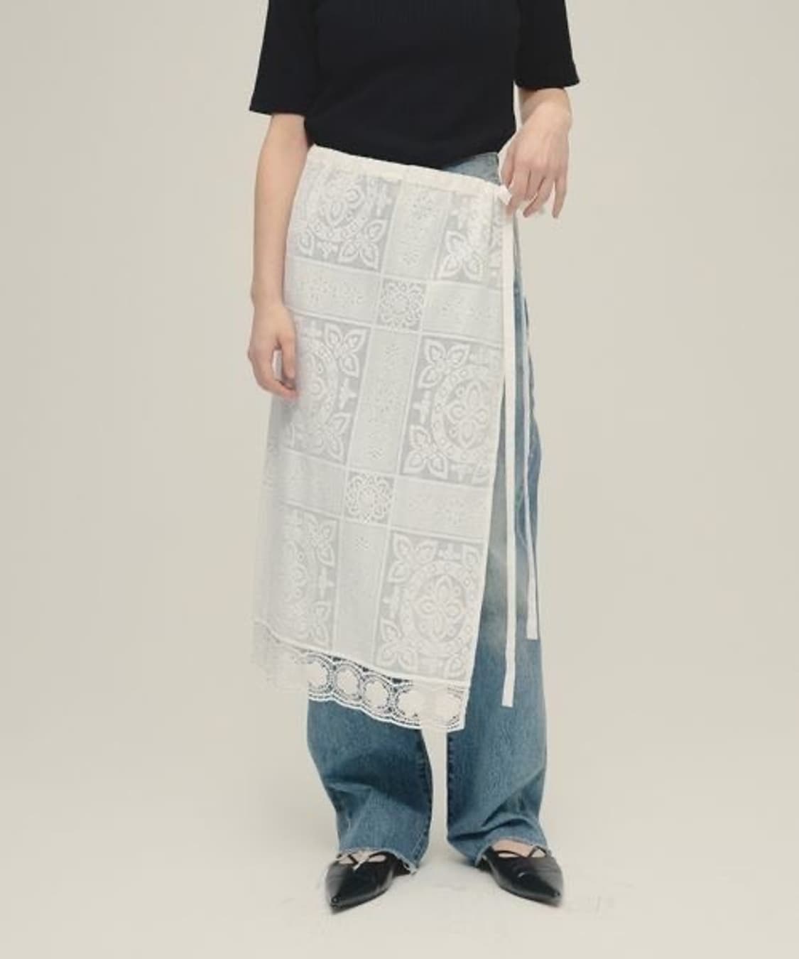 레이스 레이어드 랩 스커트 상품이미지6