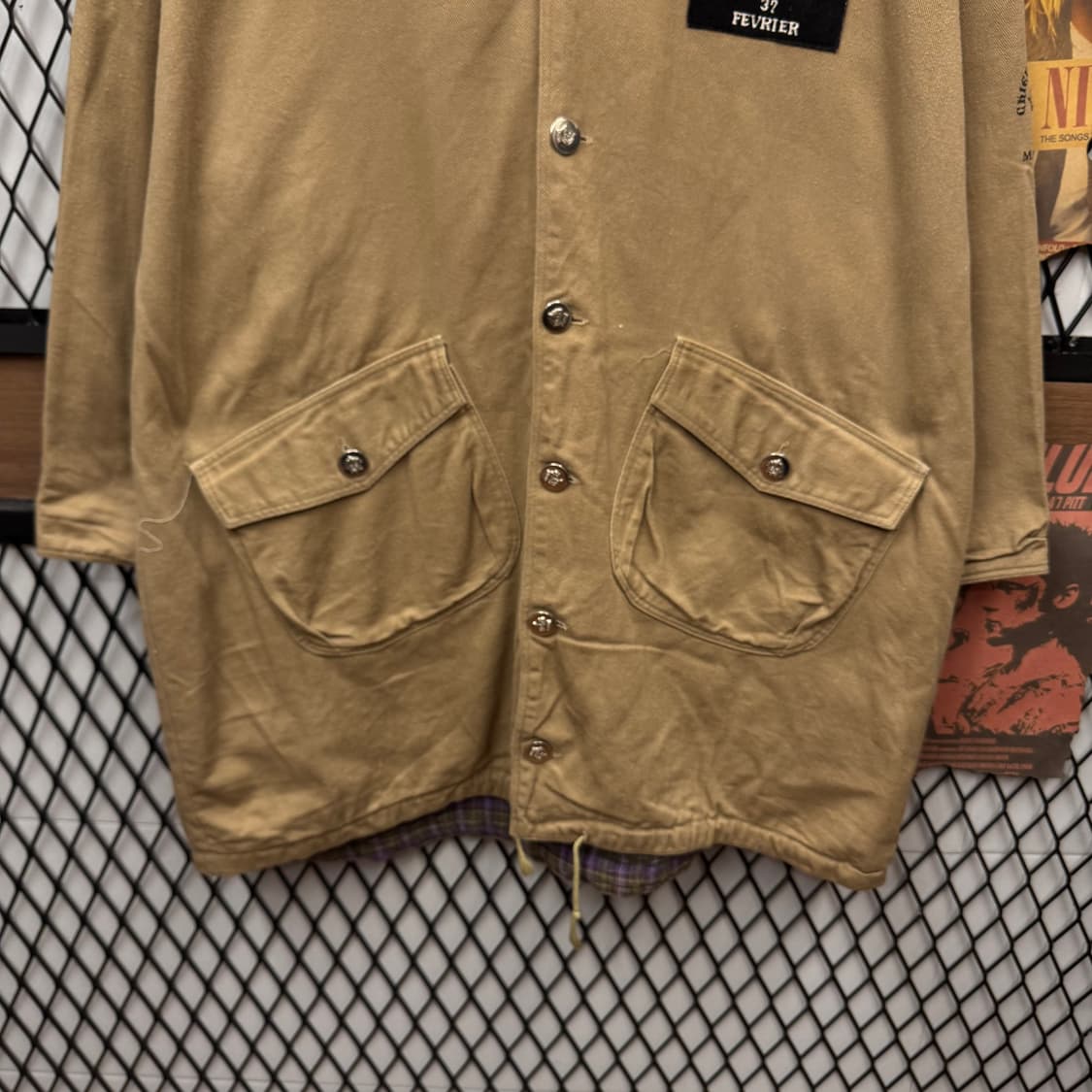 00s JPN VINTAGE 후드 워크자켓 전면 레터링 포인트 베이지 상품이미지4