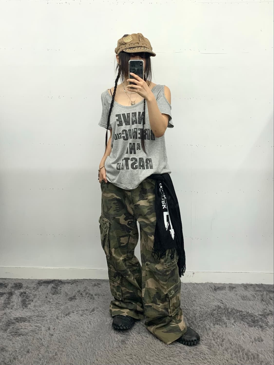 Backs y2k 프린팅 오프숄더 반팔티 상품이미지1