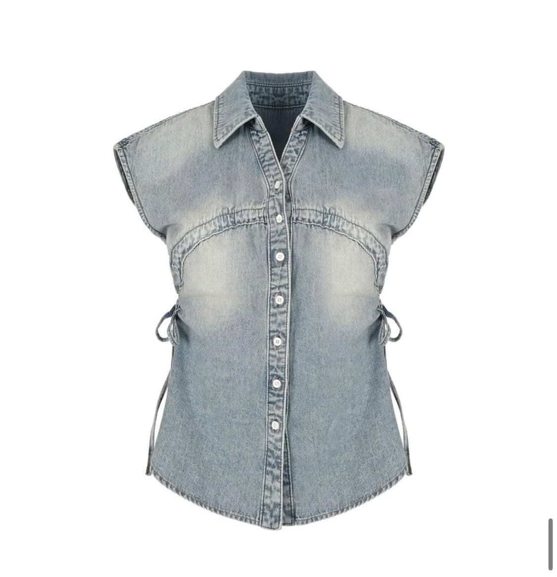 SALTY PEBBLE DENIM SHIRRING SHIRT 상품이미지1