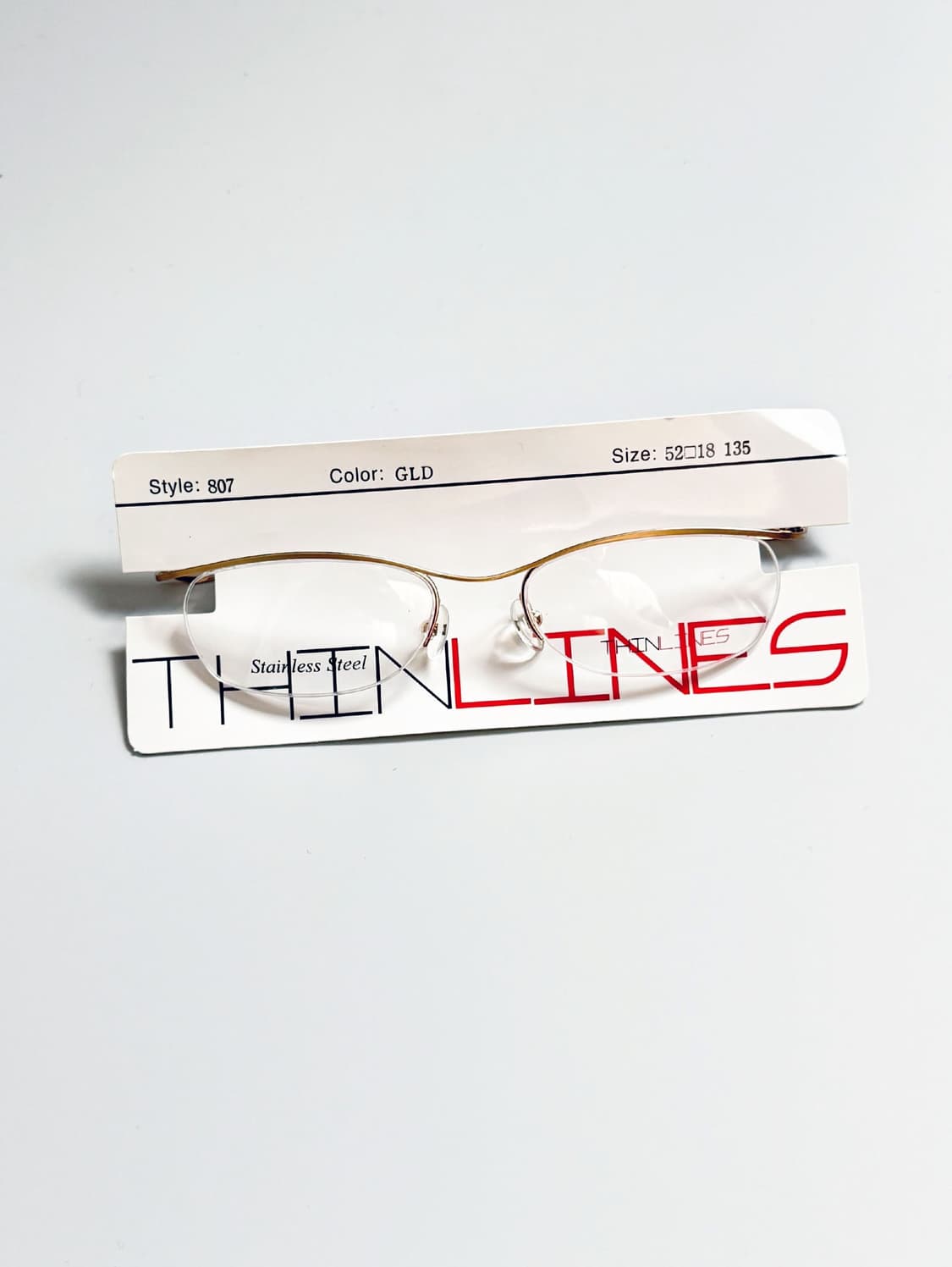 90s Thin Lines 골드 메탈 스퀘어 반무테 빈티지 안경 상품이미지1