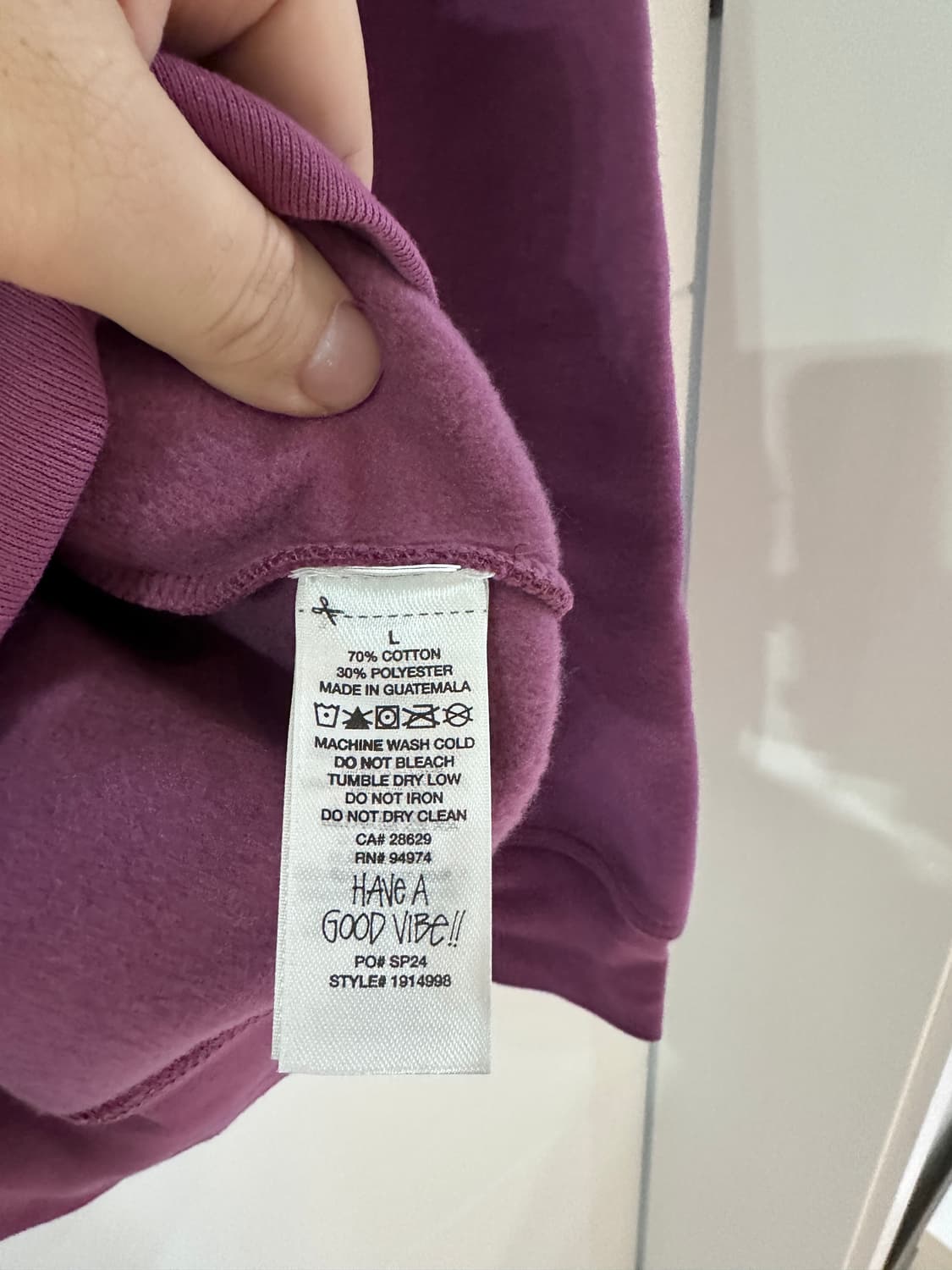 스투시 스포츠 맨투맨 베리 컬러 L 사이즈 크림 정품 새상품  상품이미지4