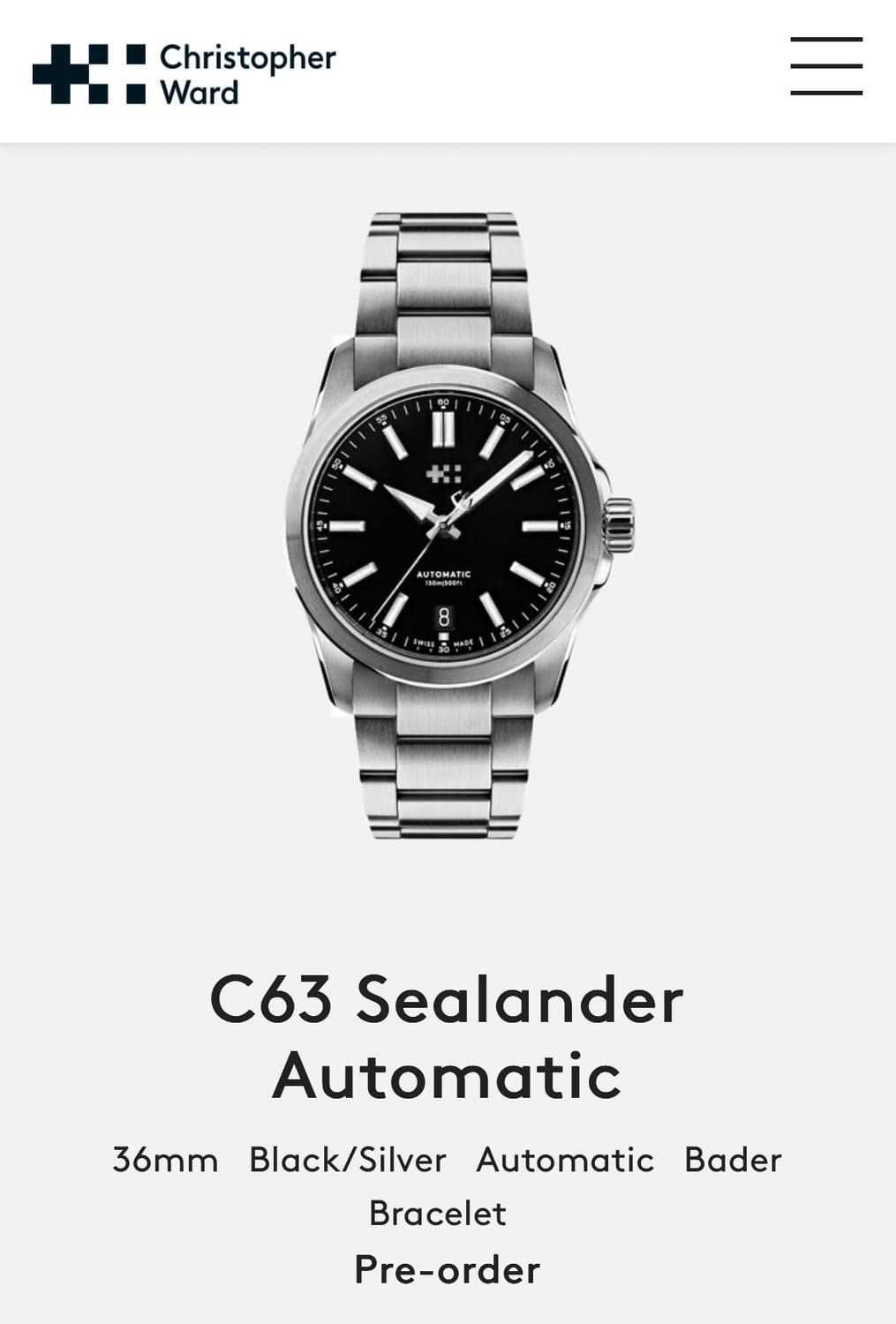 크리스토퍼 와드 C63 실랜더 오토매틱 시계 상품이미지4
