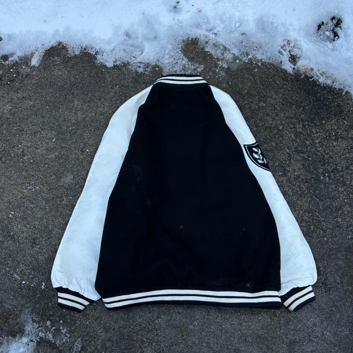 빈티지 올드스쿨 리얼레더 블랙 바시티 자켓 상품이미지2