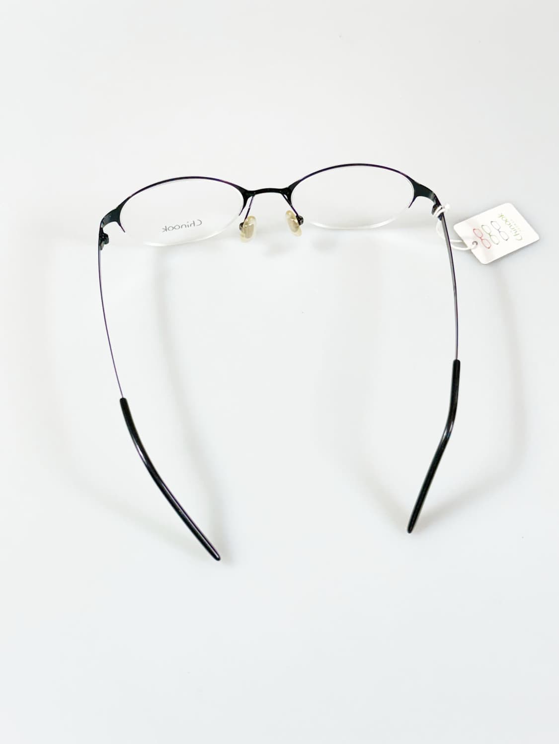 CHINOOK 블랙 메탈 오벌 반무테 빈티지 안경 상품이미지5