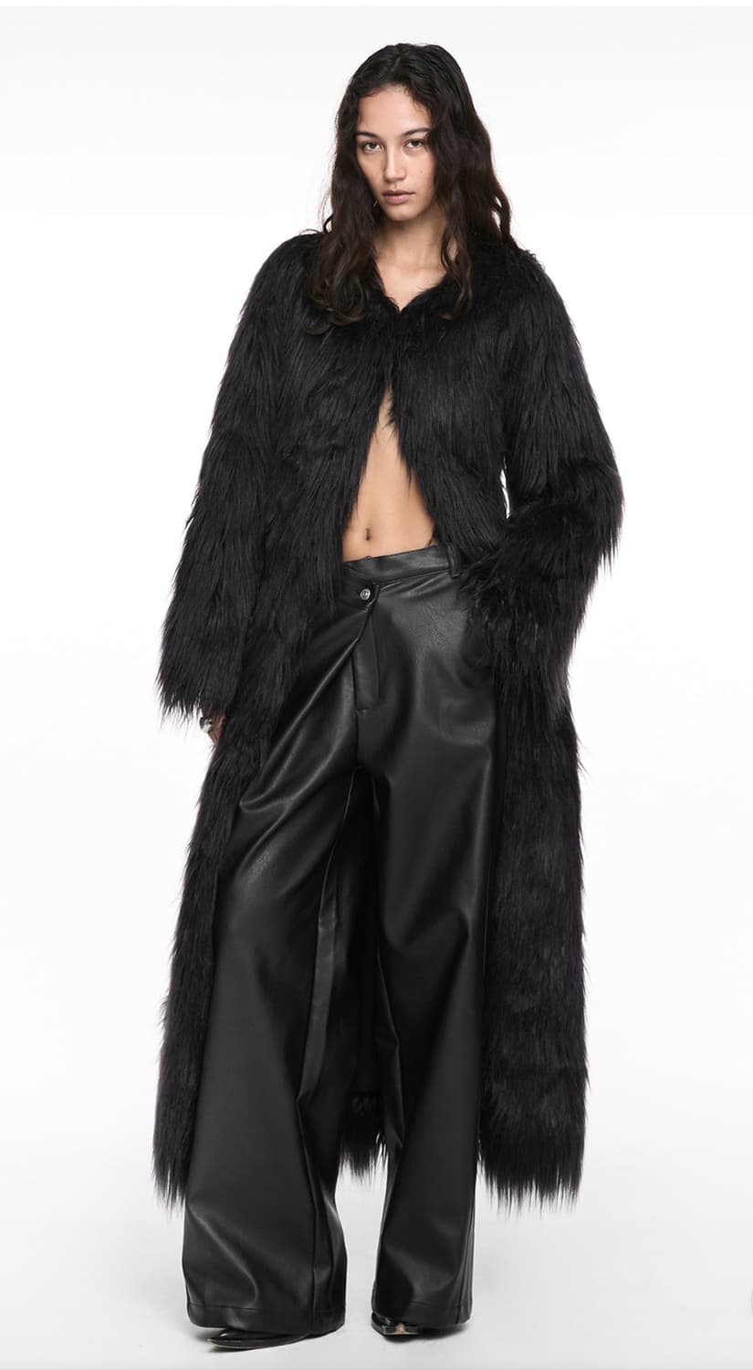  MAXI FAUX FUR COAT BLACK 상품이미지1