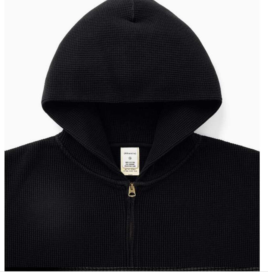 [택포](L) 카키스 와플 풀집 후디 블랙 상품이미지4