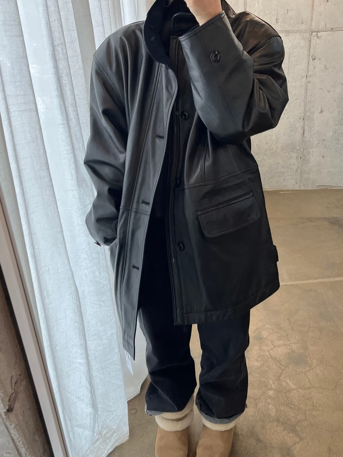 90s 램스킨 가죽자켓 블랙 상품이미지3