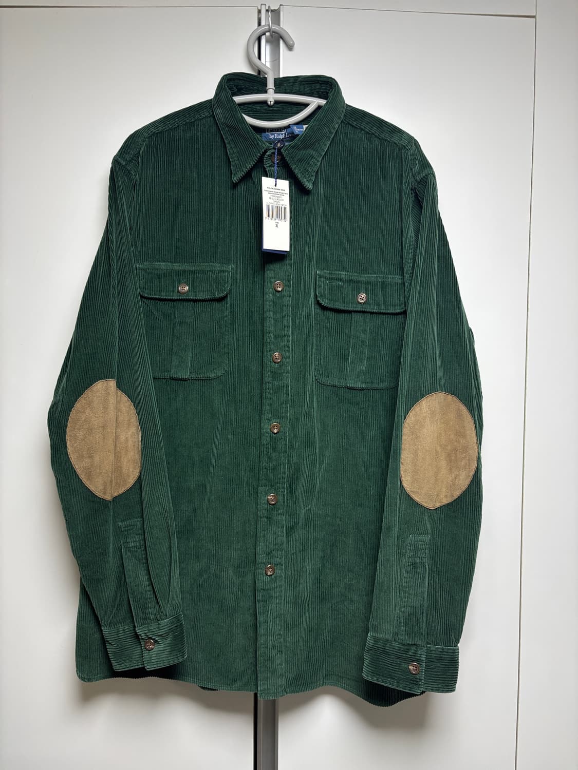 [XL] 폴로 클래식핏 스웨이드 패치 코듀로이 셔츠 상품이미지1