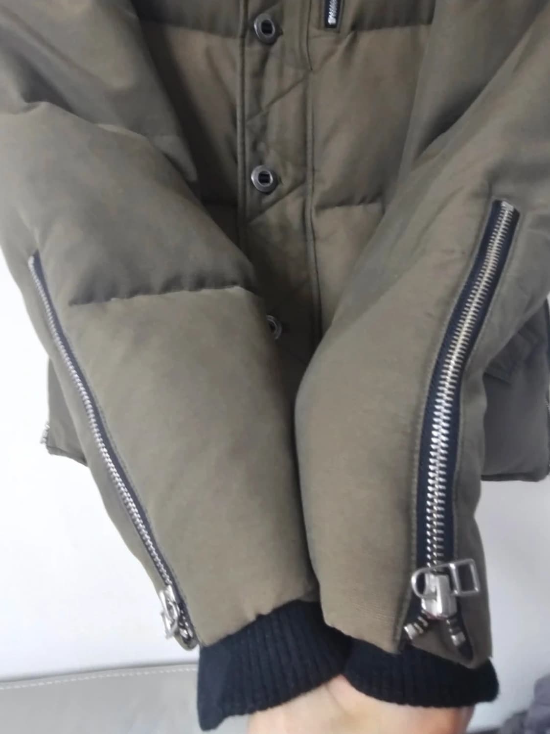 무스너클 쓰리쿼터 패딩 카키색(M/100/매장정품) 상품이미지3